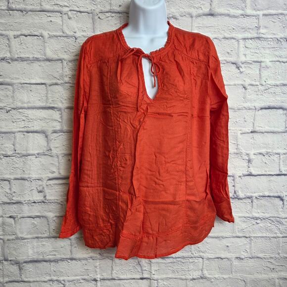 🌼Lucky Brand Womens Top Size Medium V Neck Tie Front Long Sleeve🌼 - Picture 1 of 10